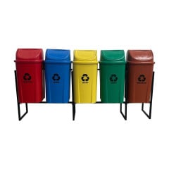 KIT 5 LIXEIRA VAI-VEM 60L C/SUPORTE